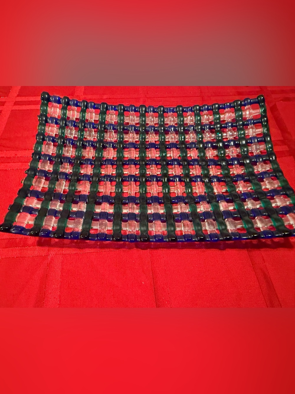 7.5”x11.5” MODERN UNIQUE RARE WOVEN GLASS TRAY PLATTER